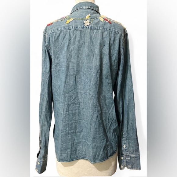 Ralph Lauren Jeans Co. Vintage Floral Embroidered Denim Button-Up – Women’s L - Picture 2 of 3
